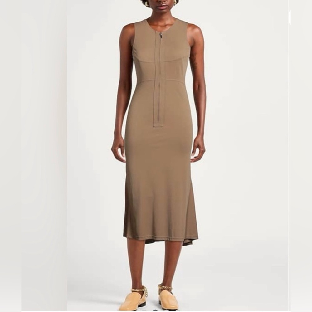 WOLFORD flared midi dress, color mocha, size small